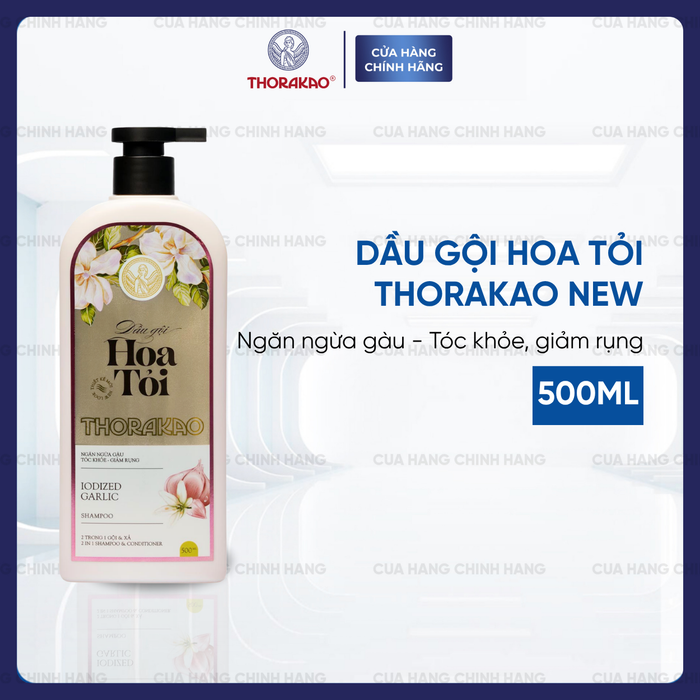 Gội Xả Thorakao 2IN1 Hoa Tỏi Ngừa Gàu Giảm Rụng 500ML