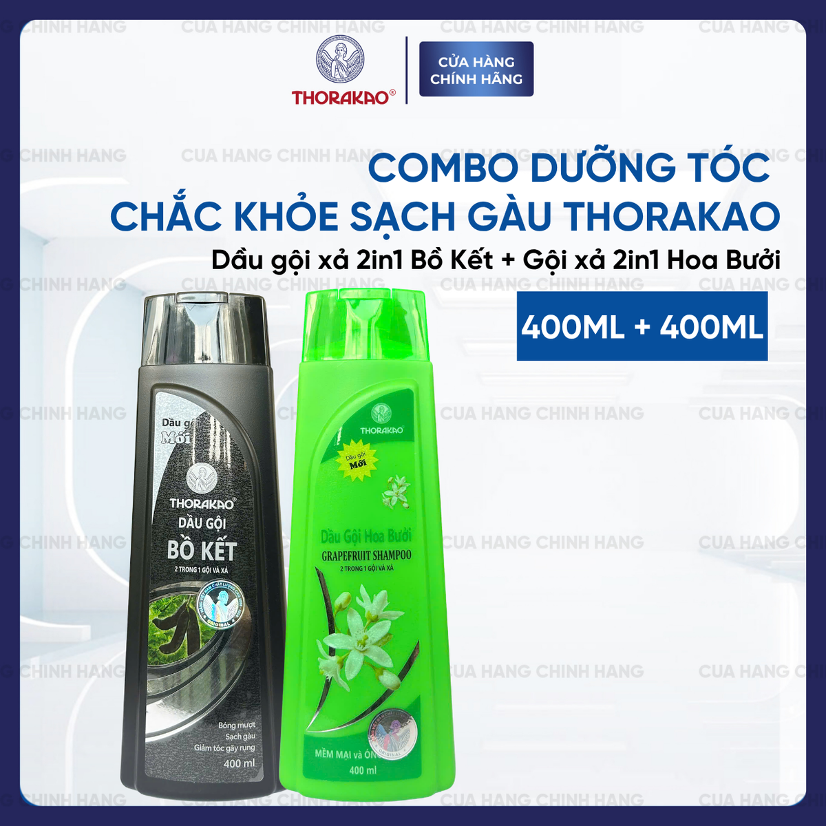 Combo tóc khỏe suôn mượt Thorakao 400ml