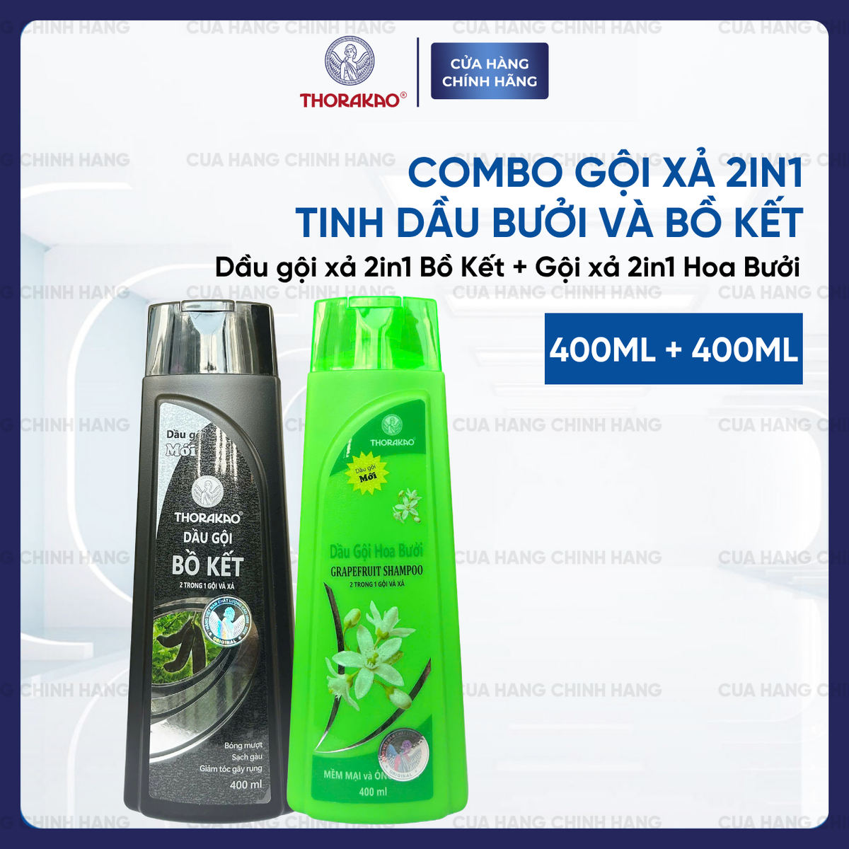 Combo tóc khỏe suôn mượt Thorakao 400ml